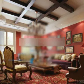 Country Style European Living Room Interior 3d model
