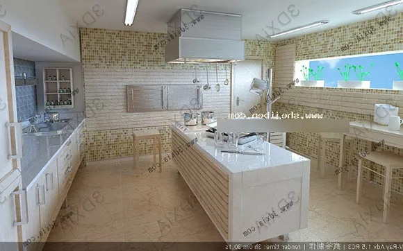 White Tone Kitchen Interior 3d model White Tone Kitchen Interior 3d model