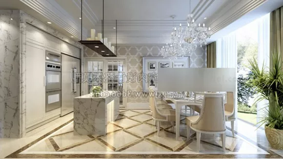 White Color Restaurant Interior 3d model White Color Restaurant Interior 3d model