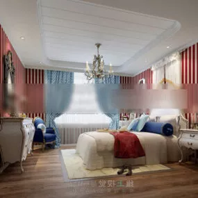 Girl Room Bedroom Interior V3 3d model