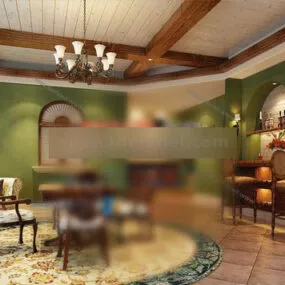 Restaurant Bar Counter Interior V2 3d model