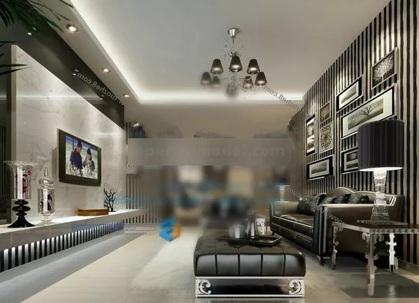 European Living Room Leather Sofa Interior 3d model European Living Room Leather Sofa Interior 3d model