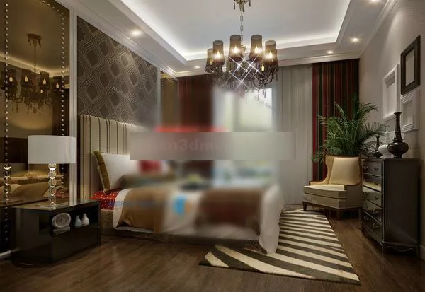 European Country Style Bedroom Interior 3d model European Country Style Bedroom Interior 3d model