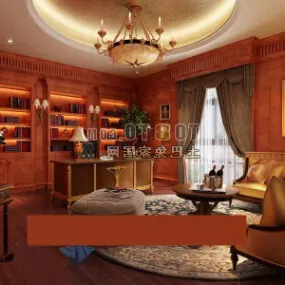 European Study Room Design Interior 3d model