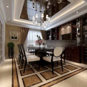 Restaurant Background Wall Design Interior 3d model