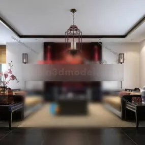 Chinese Style Living Room Design Interior V1 3d model