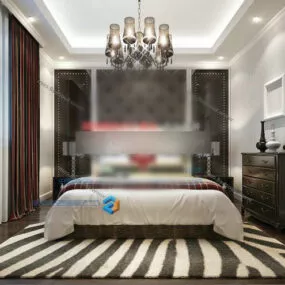 East Asian Bedroom Design Interior 3d model