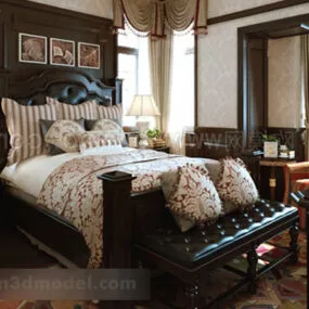 European Country Bedroom Design Interior 3d model