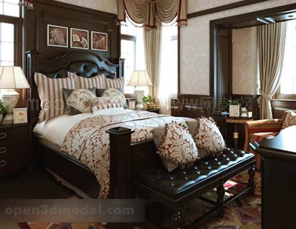 European Country Bedroom Design Interior 3d model European Country Bedroom Design Interior 3d model