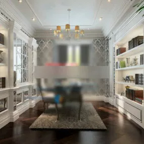 European Study Room Design Interior V1 3d model