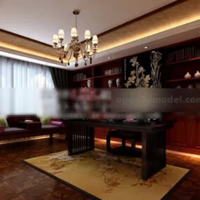 Southeast Asian Study Room Interior 3d model