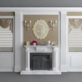 European Fireplace Design Interior 3d model