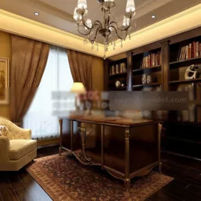 Western Study Room Design Interior 3d model