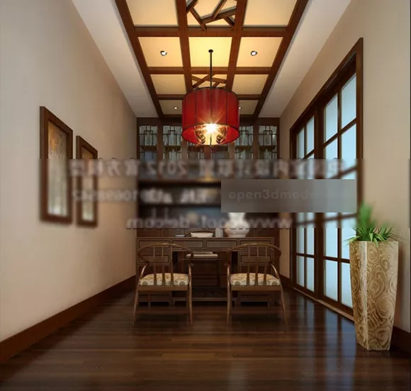 Chinese Study Room Ceiling Design Interior 3d model Chinese Study Room Ceiling Design Interior 3d model