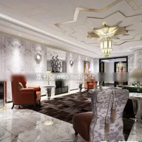 Luxury Retro Living Room Design Interior 3d model