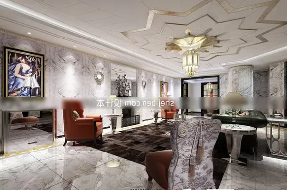 Luxury Retro Living Room Design Interior 3d model Luxury Retro Living Room Design Interior 3d model