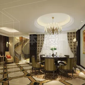 European Dinning Room Interior V6 3d model