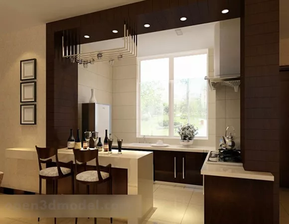 Kitchen Continental Bar Interior 3d model Kitchen Continental Bar Interior 3d model