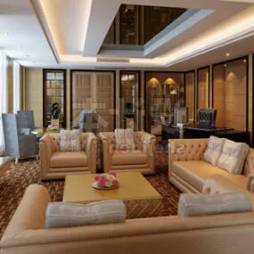 Chairman Office Living Room Interior 3d model