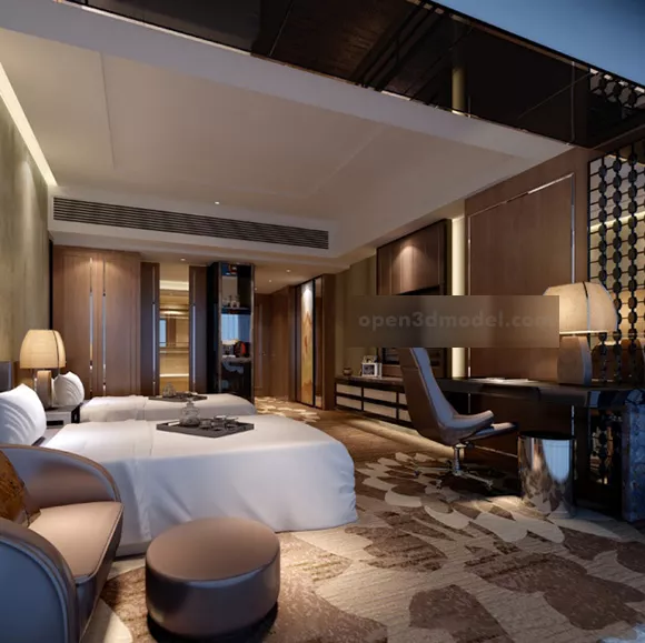 Large Size Hotel Room Interior 3d model Large Size Hotel Room Interior 3d model