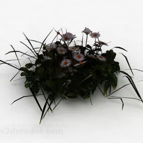 White Flowers Garden Decoration 3d model