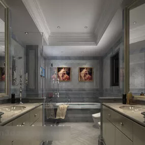Ceramic Wall Toilet Interior 3d model