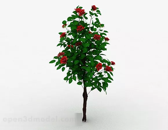 Rose Vase Pot With Reflection 3d model