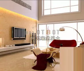 Modern Living Room With Tv Interior 3d model