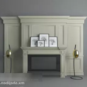 White Classic Tv Background Wall 3d model