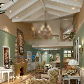 Rural Classic Living Room 3d model
