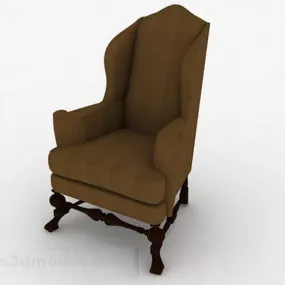 European Brown Fabric Chair 3d model