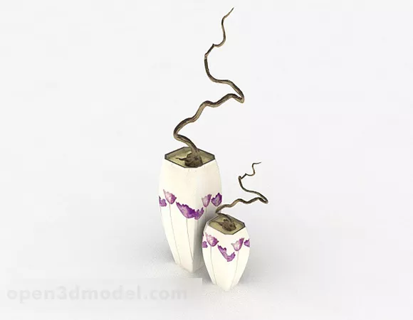 Purple Flower Pattern Ceramic Vase 3d model Purple Flower Pattern Ceramic Vase 3d model