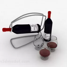 Black Bottle Packed Red Wine 3d model