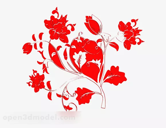 Red Flower Pattern Wallpaper V1 3d model Red Flower Pattern Wallpaper V1 3d model