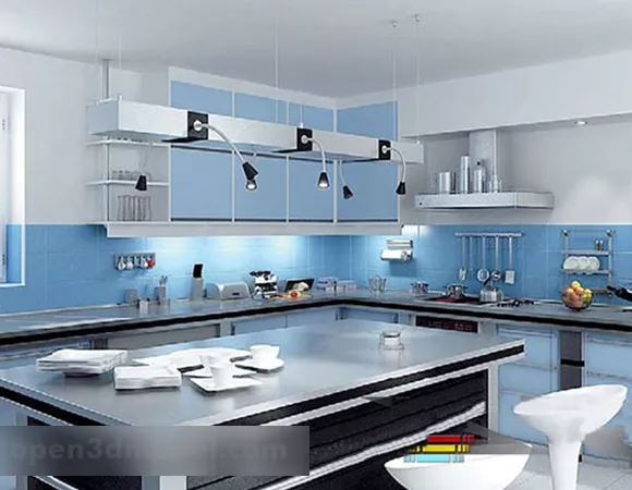 Open Kitchen Style Interior 3d model Open Kitchen Style Interior 3d model