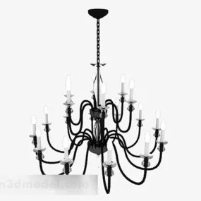 European Black Chandelier V1 3d model