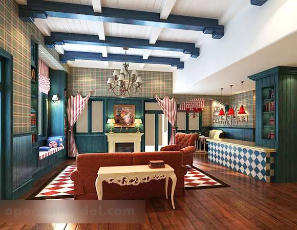 Mediterranean Living Room Decor Interior 3d model Mediterranean Living Room Decor Interior 3d model