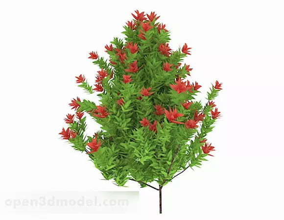 Red Berry Bushes Plant 3d model