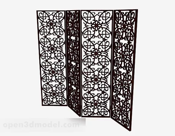 Chinese Style Wooden Hollow Screen V1 3d model Chinese Style Wooden Hollow Screen V1 3d model