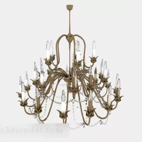 European Metal Candlestick Chandeliers V1 3d model