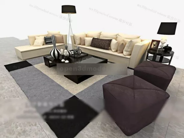 Combination Sofa With Pillows 3d model Combination Sofa With Pillows 3d model