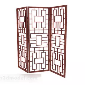 Three Sided Wooden Screen V1 3d model