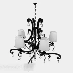 Black White Shade Chandelier 3d model