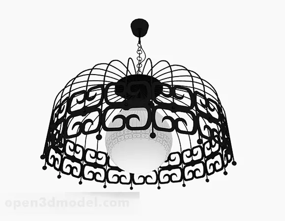 Black Metal Pattern Chandelier 3d model Black Metal Pattern Chandelier 3d model