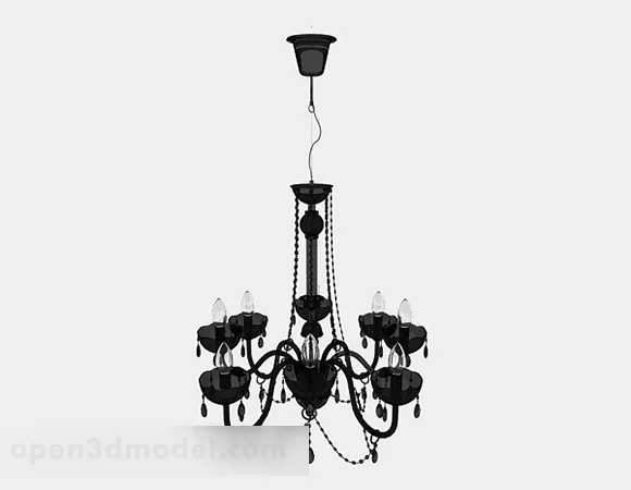 Classic European Black Chandelier 3d model Classic European Black Chandelier 3d model