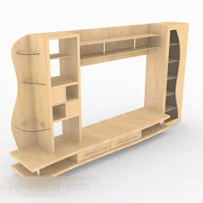 Yellow Wooden Tv Cabinet V3 3d model