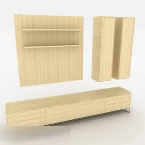 Yellow Wooden Tv Cabinet V4 3d model