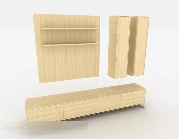 Yellow Wooden Tv Cabinet V4 3d model Yellow Wooden Tv Cabinet V4 3d model
