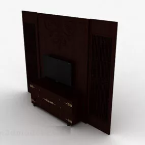 Chinese Brown Wooden Tv Cabinet V1 3d model