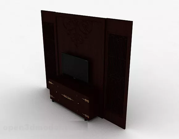 Chinese Brown Wooden Tv Cabinet V1 3d model Chinese Brown Wooden Tv Cabinet V1 3d model